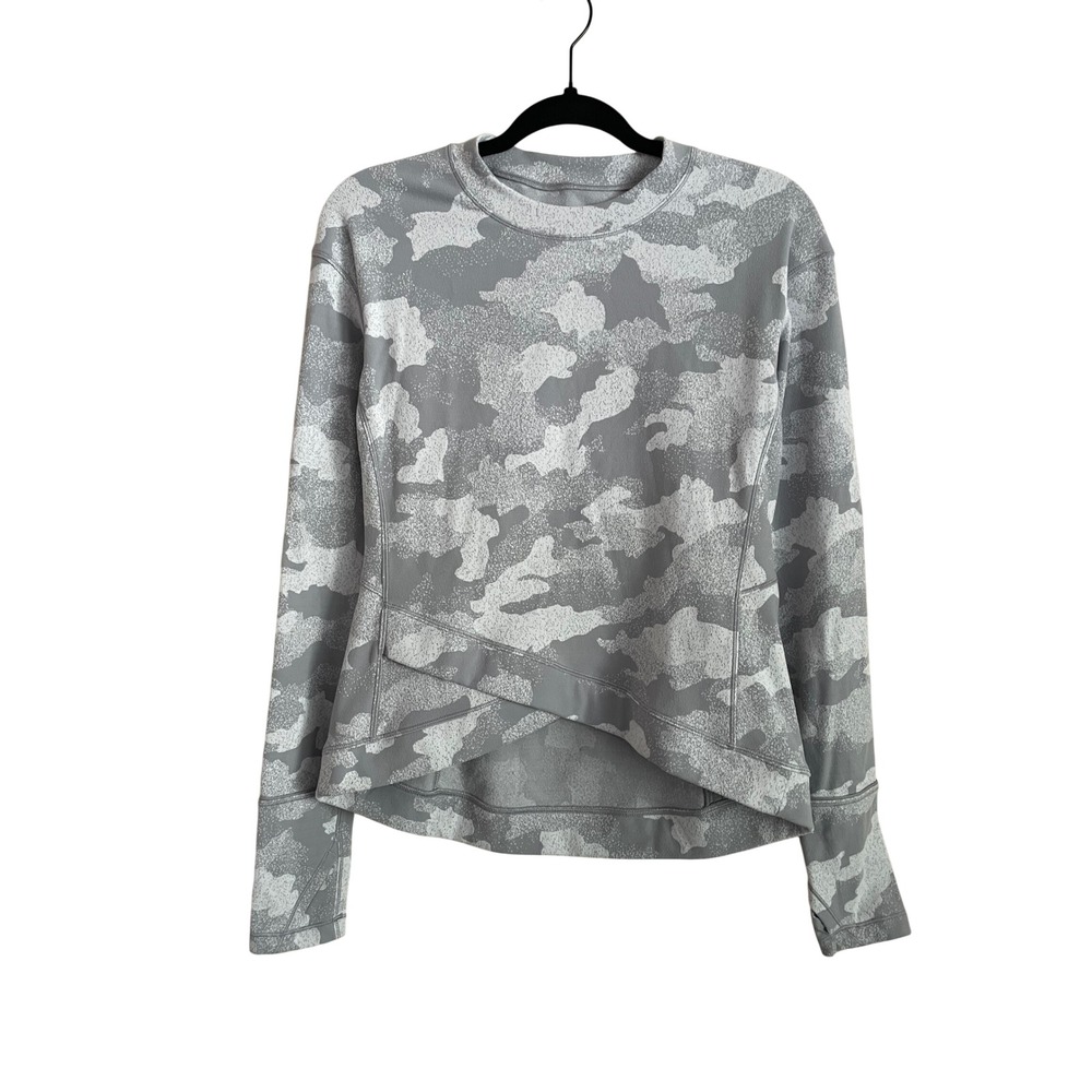 Lululemon Close to Crossing Rulu Long-Sleeve Shirt Camo 8 Athleisure Gray Gym - Picture 2 of 9